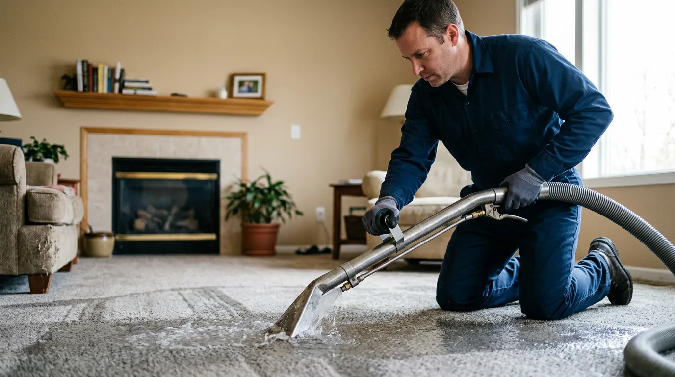 Water damage restoration technician working near Kaukauna, WI